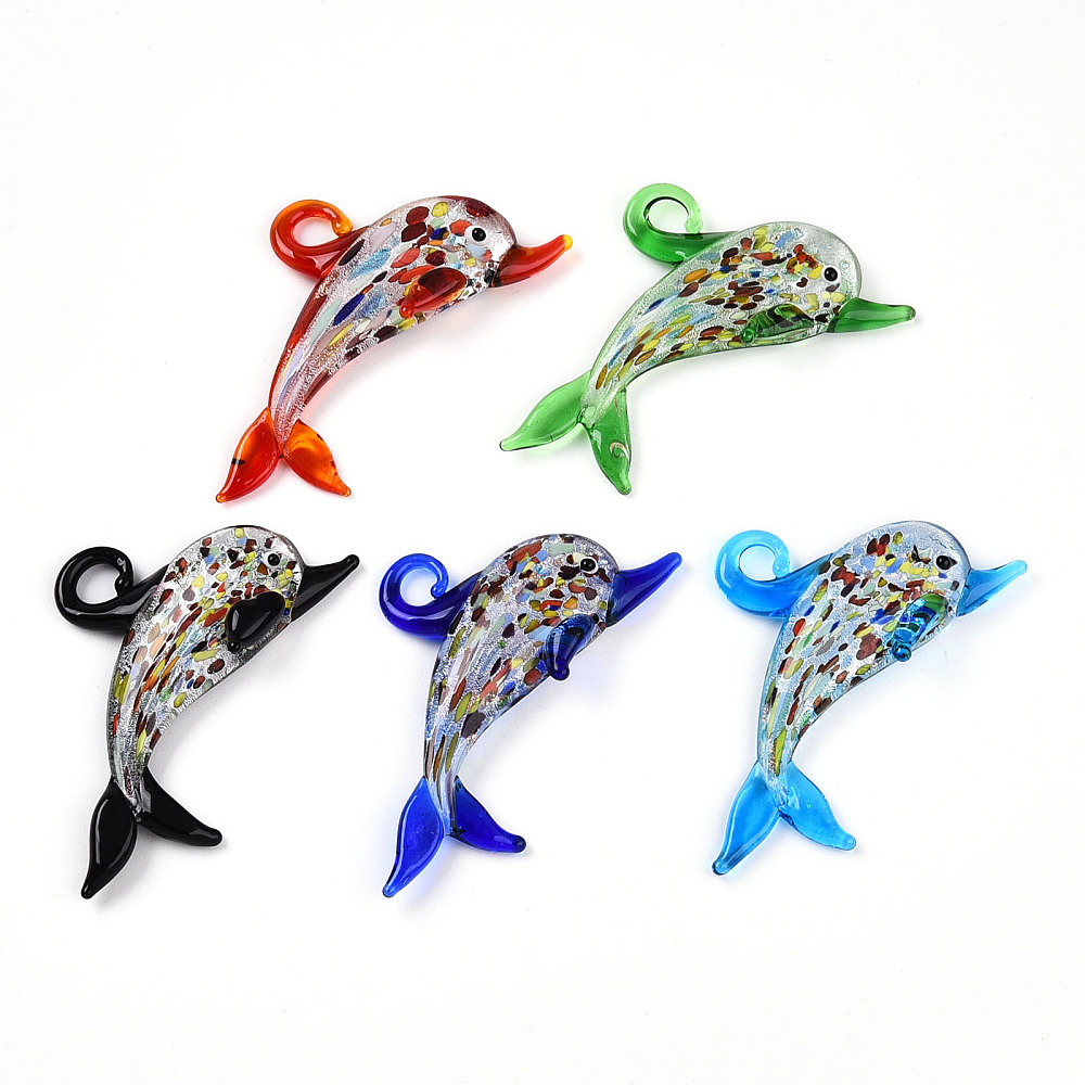 lampwork glass dolphin charms