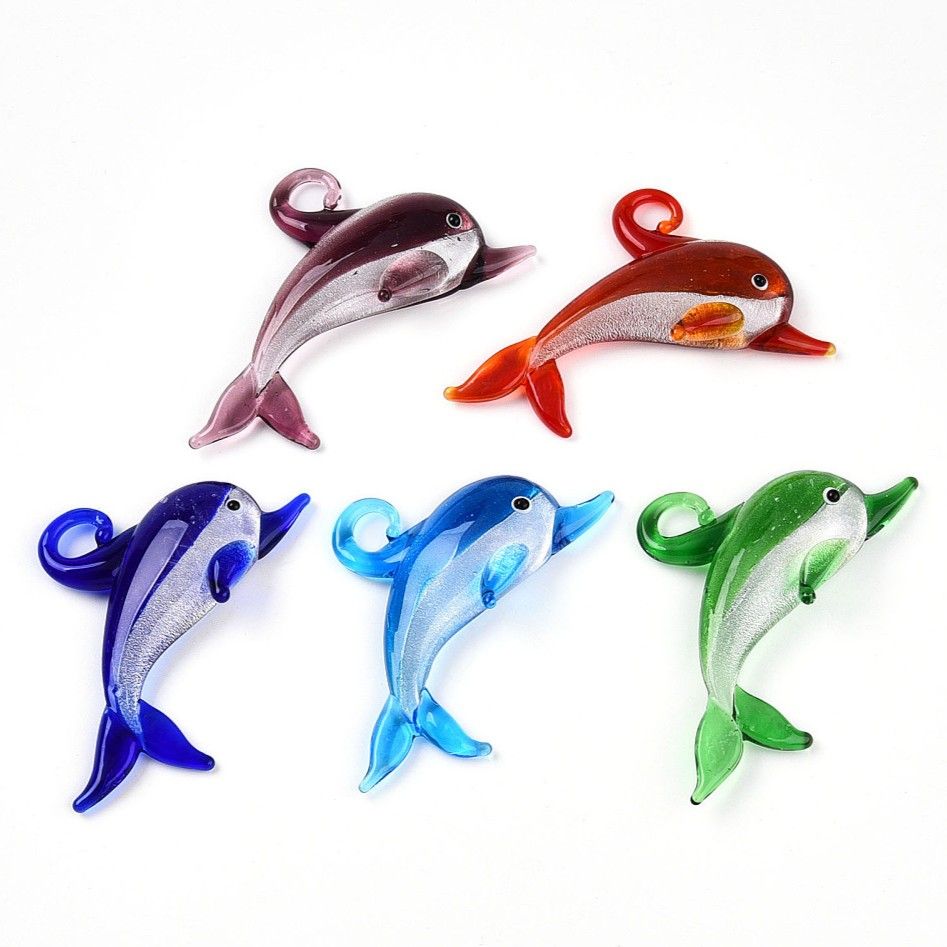 lampwork glass dolphins