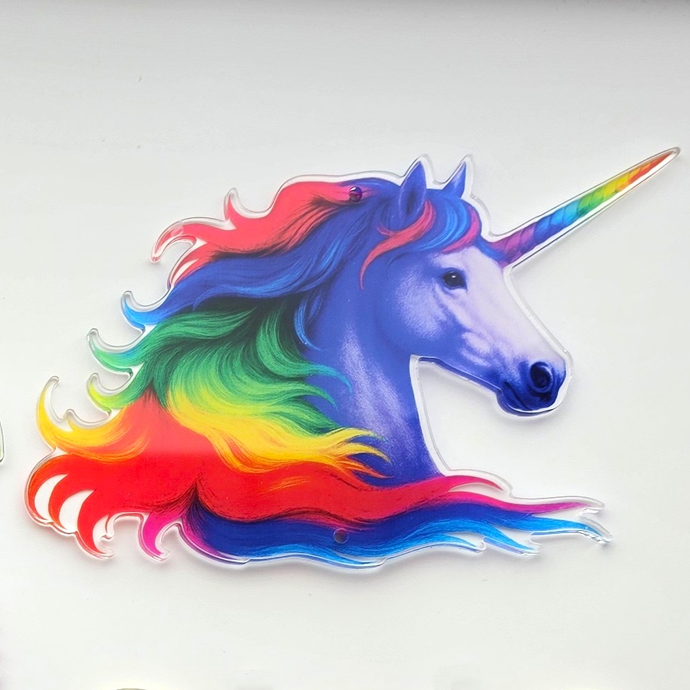 rainbow unicorn acrylic pendant