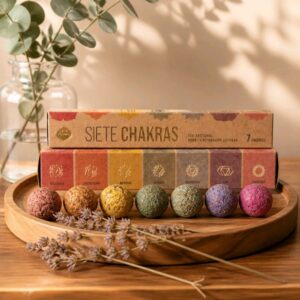 Sagrada Madre 7 Chakras Smudge Bomb incense set with seven chakra incense bombs