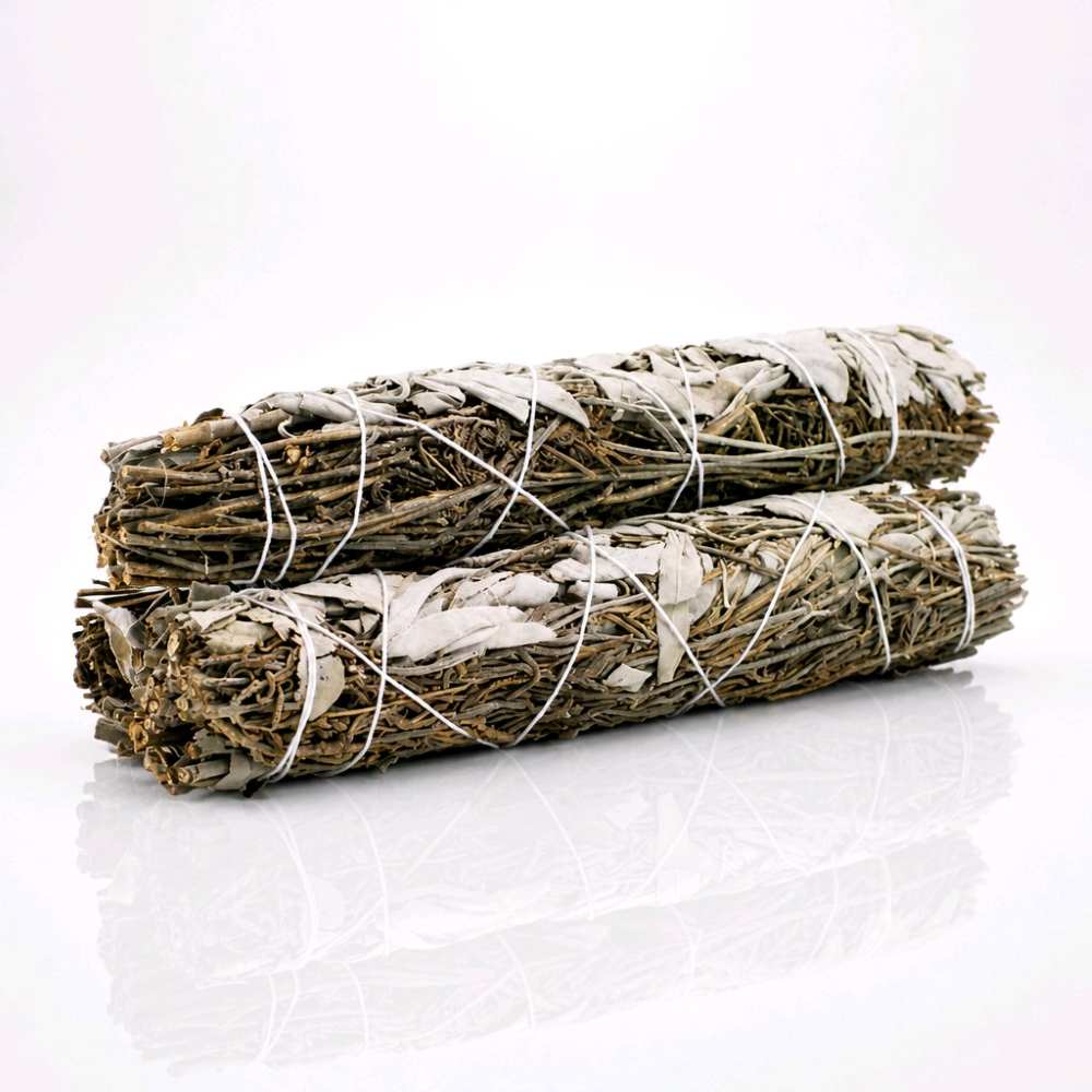 Natural white sage and lavender smudge stick measuring approximately 22cm.