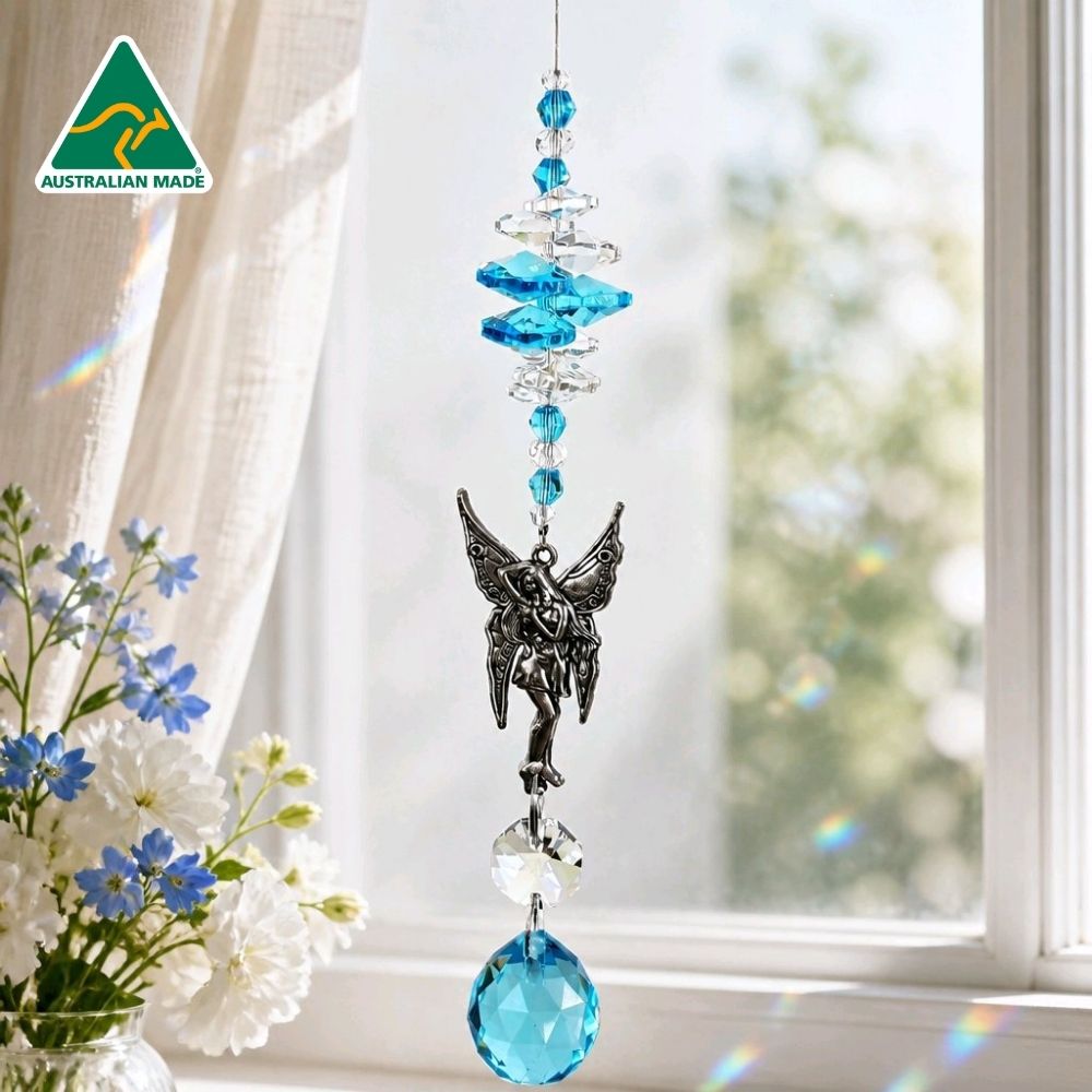 Silver fairy crystal suncatchers with 20mm crystal balls